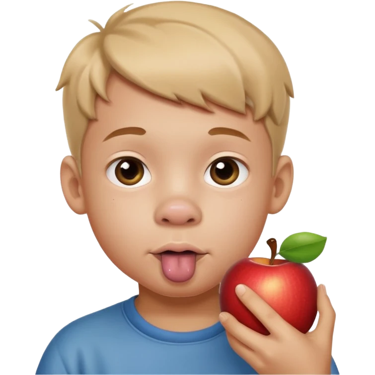 A boy who has a pig nose and eating apog nose emoji