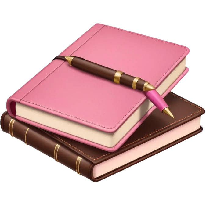 pink and brown modern books diary and pen emoji