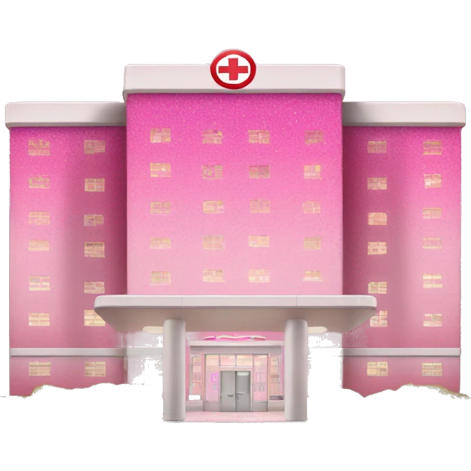 Pink ombre hospital building with glitter emoji