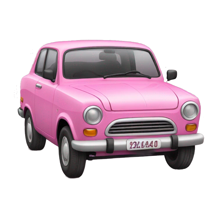 Un carro de color rosa con un lazo rosa emoji