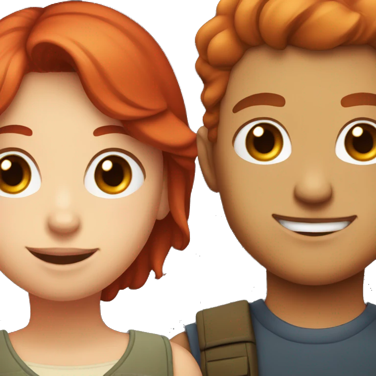 Girl with red hair and her boy friend  emoji