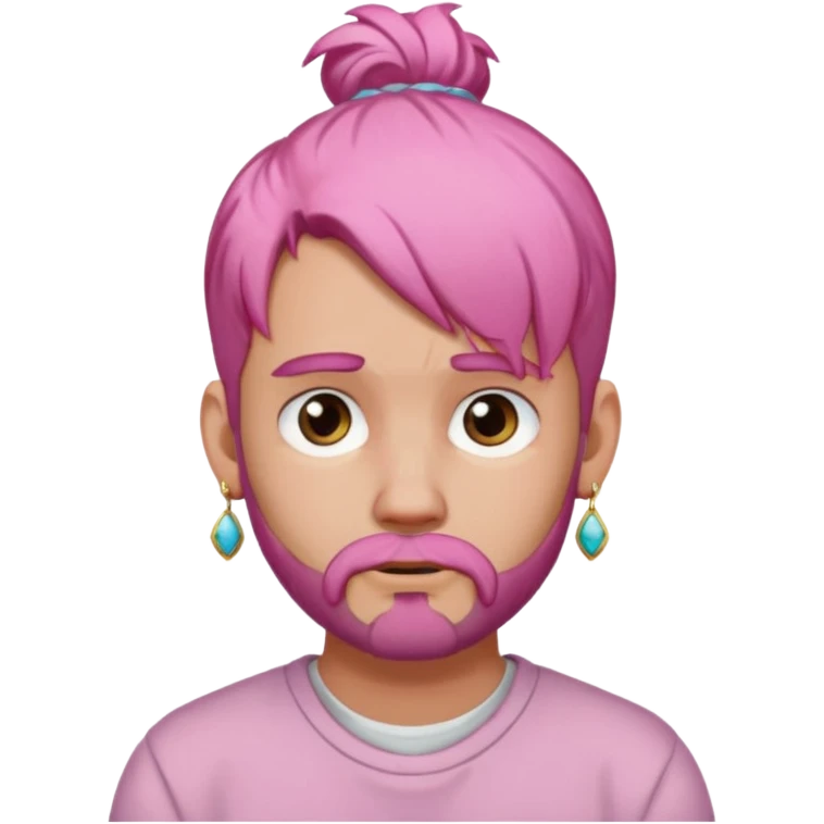  bun haired with earrings pink hair guy sad with beard emoji