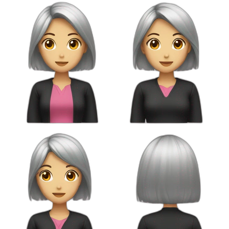 女性、編み込みヘア、黒髪、紫色の衣装 emoji