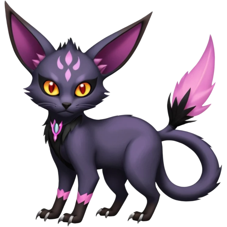 Black edgy Noivern-Noibat-Purloin-Torracat-Lykoi-Caracal-cat-Fakemon-fusion-hybrid-creature emoji