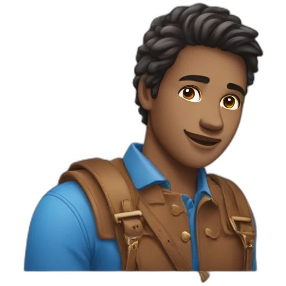 Un jeune homme,  des grands chevaux bleu +🤩 emoji