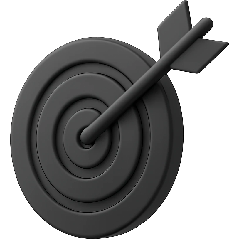 target with an arrow in 3D black style emoji