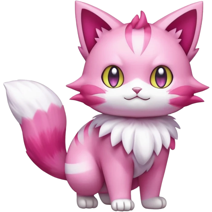 Shiny Skitty-Delcatty-Pokémon-Fakémon-hybrid-creature (full body) emoji