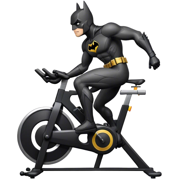 black Batman suit on a spinning bike emoji