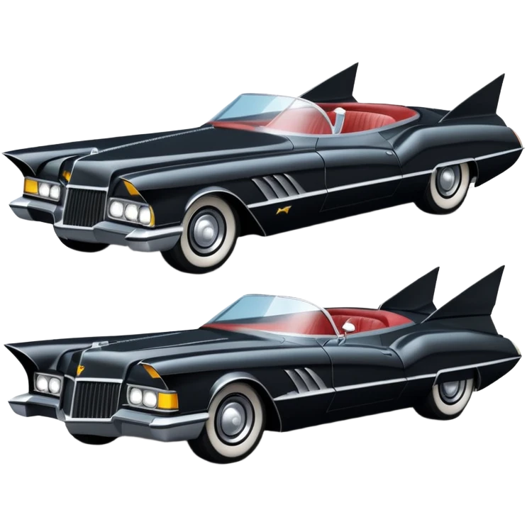  aerodynamic opulent dark knight futuristic concept Catwoman Batmobile loosely based on 1977 Buick  coupe deville roadster racing(flat long straight faceted mechanical body) winged stealthy street hot rod  emoji