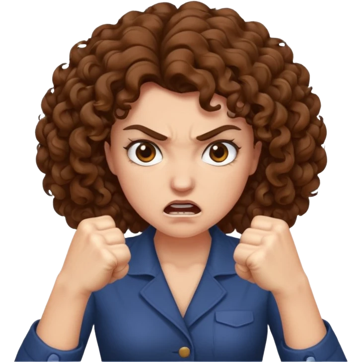 angry curly haired woman with torso emoji