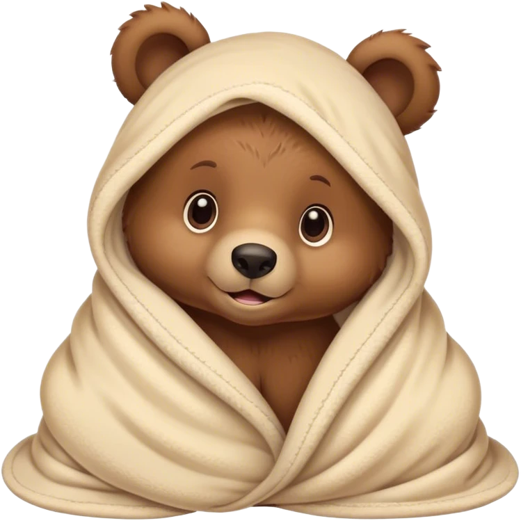 Disney-style cute bear cub in blanket emoji