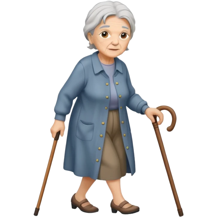 Old woman walking with cane emoji