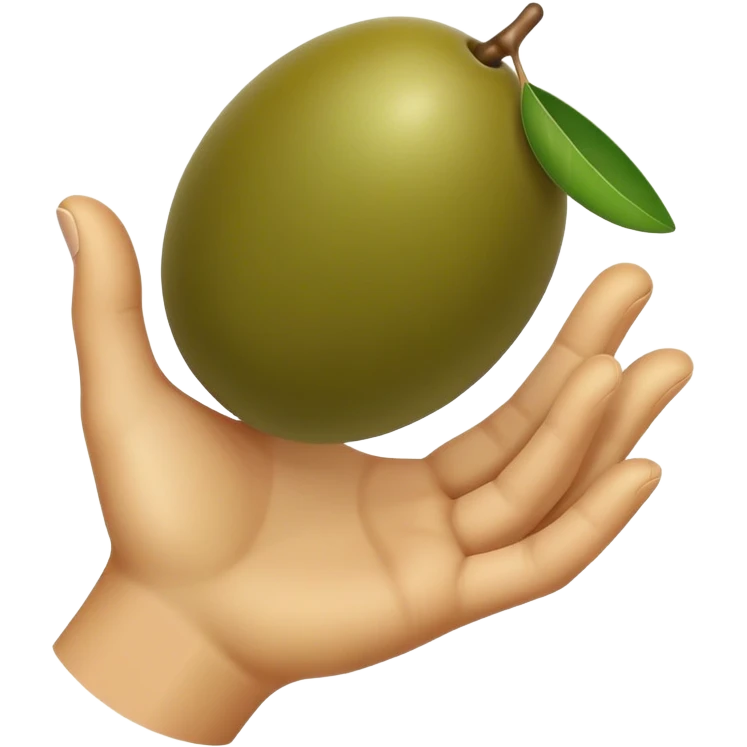 Hand catches 1 green olive emoji
