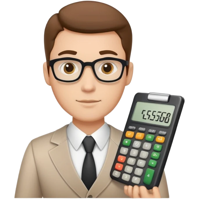 male accountant with calculator, ledger and pen emoji