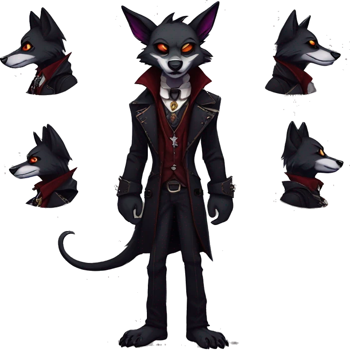 cool edgy dark vampiric animal fursona by griffsnuff & LiLaiRa & Falvie with badass colors and a collar full body emoji