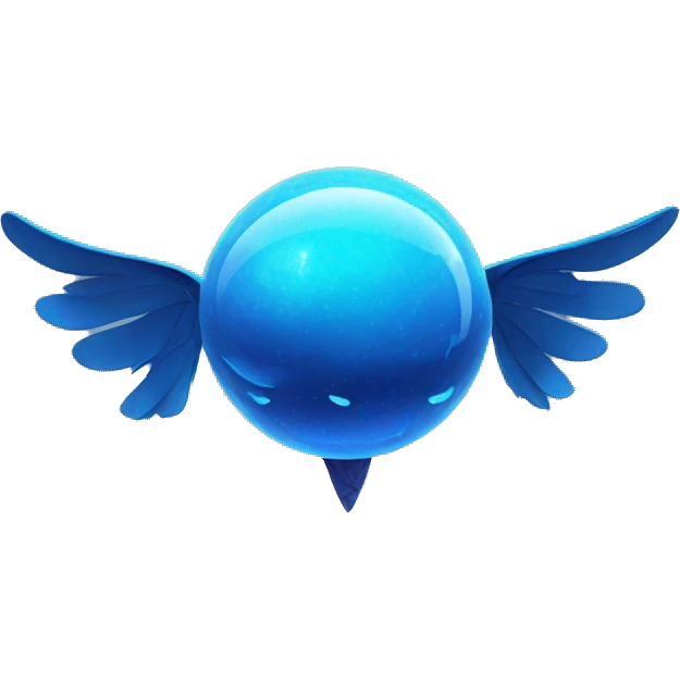 Otherworldly blue machine shaped like a sphere with blue spots and blue colored wings  emoji