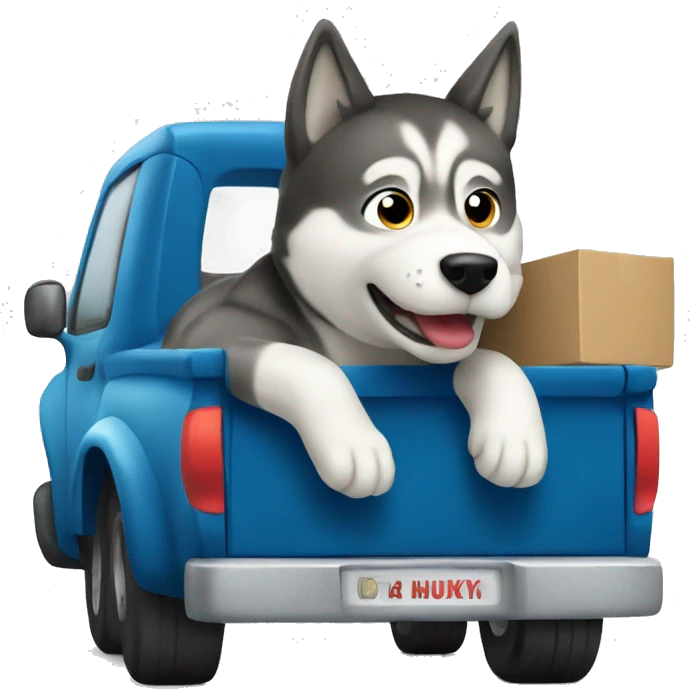 Husky driving a truck  emoji