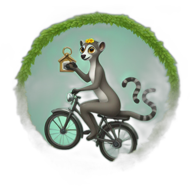 woman-riding-lemur-with-keys-and-wreath emoji