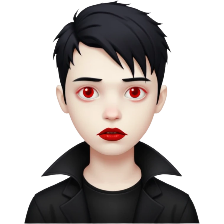 Goth boy with messy, red, lipstick  emoji