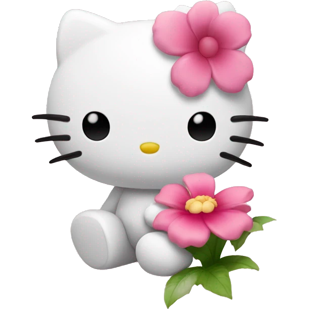 Hello kitty com flor na mão emoji