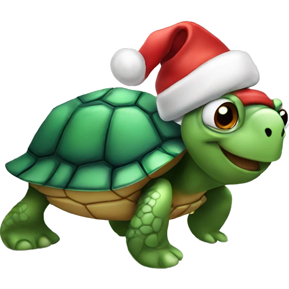 turtle with a santa hat emoji