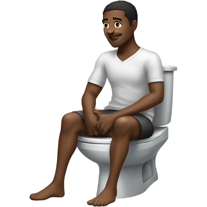 Black guy sitting on toilet doing #2 emoji