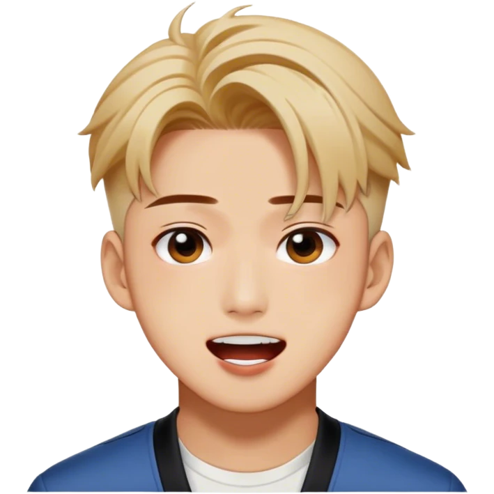 Seonghwa from Ateez creating a silly face emoji