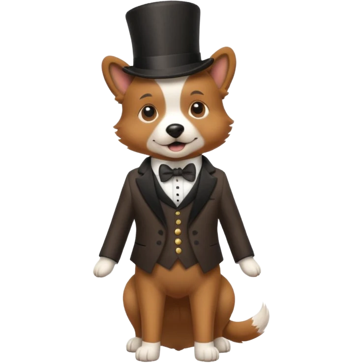 A dog with a suit and a top hat emoji