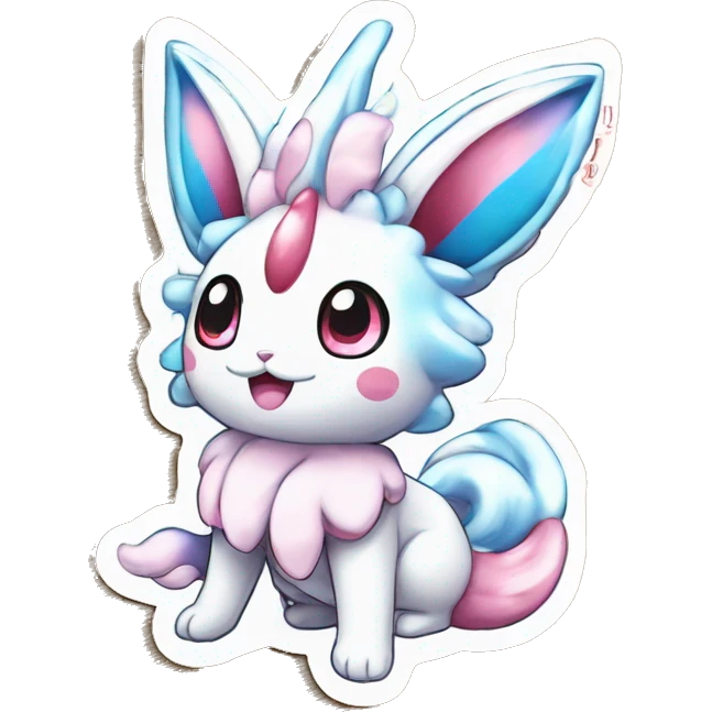 Kawaii Gorgeous Beautiful Shiny Sparkly Sylveon-Pokémon full body sticker emoji