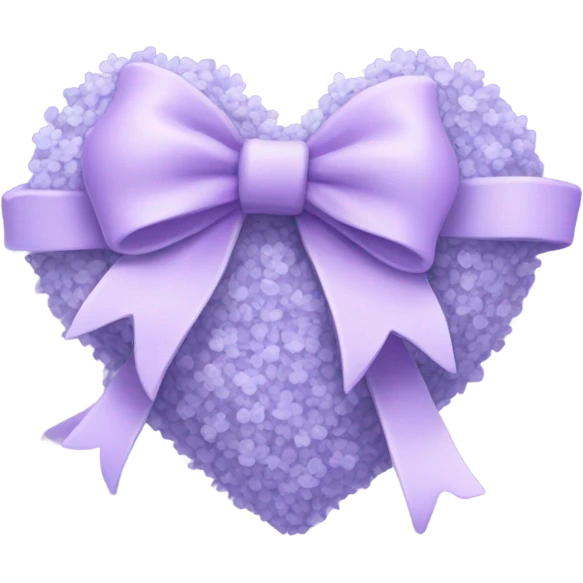 a lavender heart wrapped by a pastel lavender  bow with lavender flowers inside  emoji