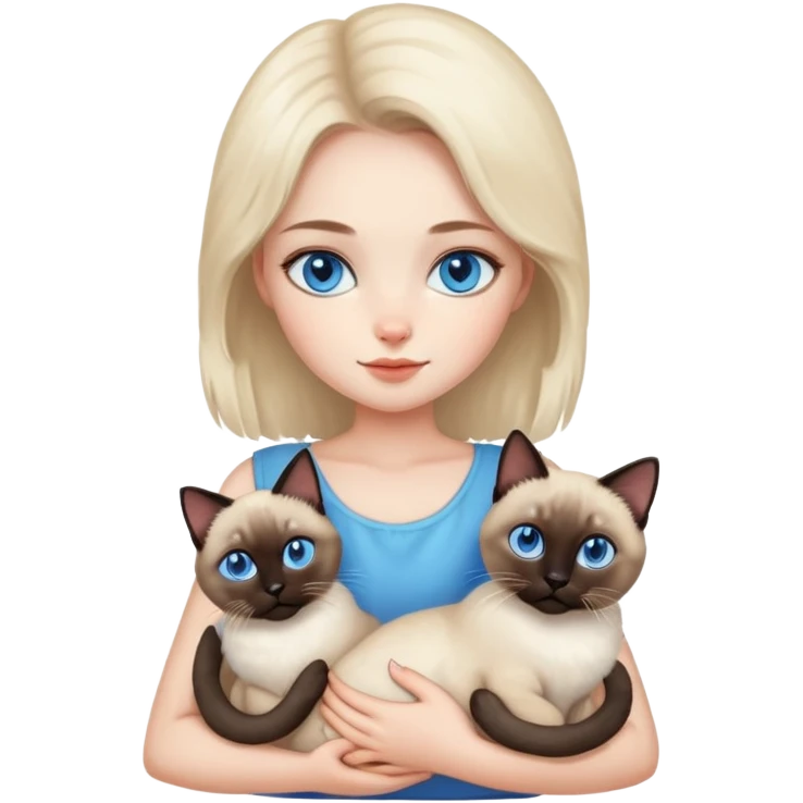 Girl holding a Siamese Cats emoji