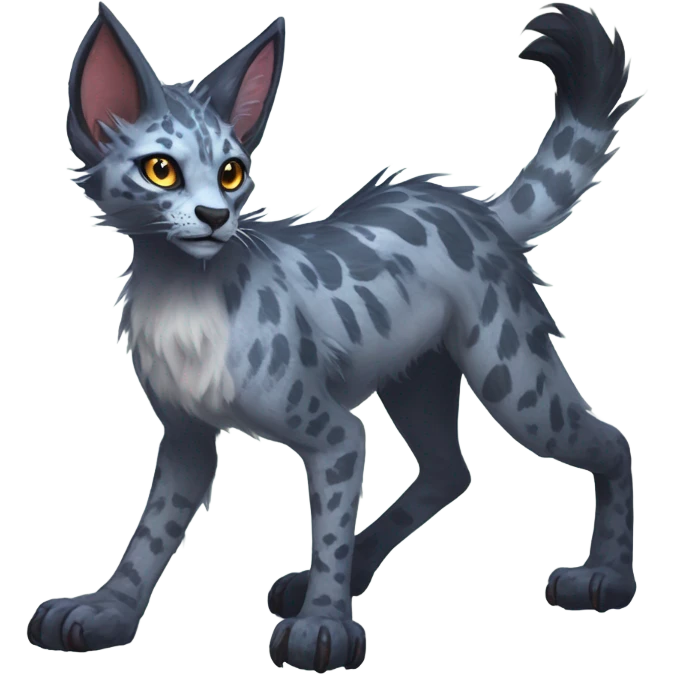 Feral Rare Fantasy Vernid-Trico-species by LiLaiRa, random markings, tufted tail, tufted ears, full body emoji
