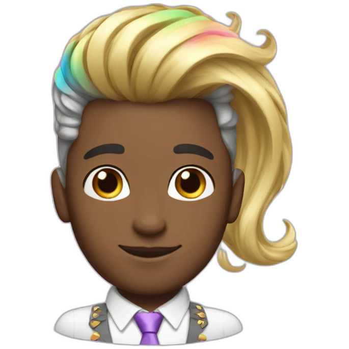 Posh-boy-with-rainbow-unicorn-hair emoji