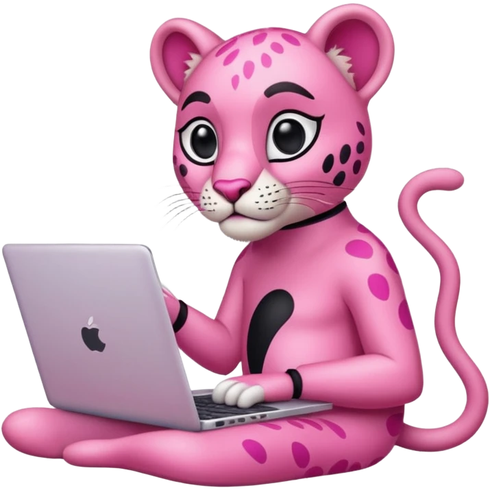 pink panther with a laptop emoji