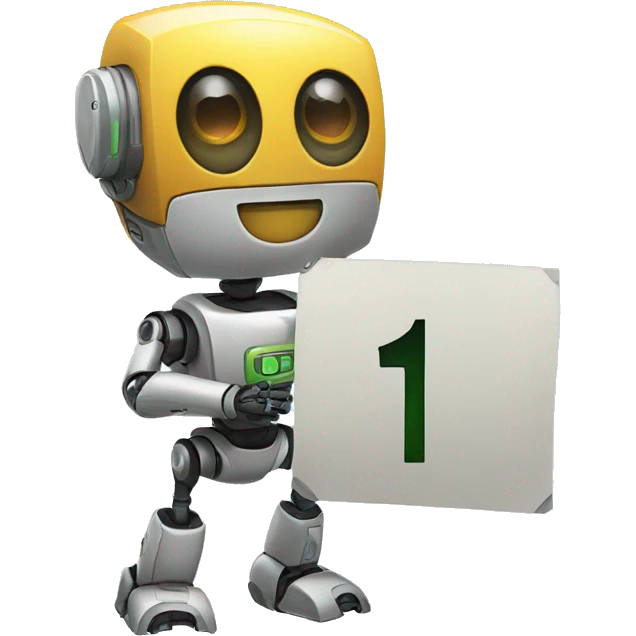ROBO HOLDING A SIGN WRITTEN NUMBER ONE emoji