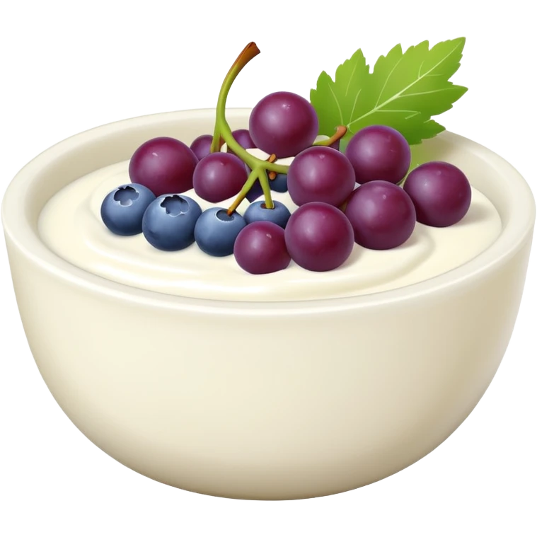yoghurt bowl with grapes and blueberries emoji