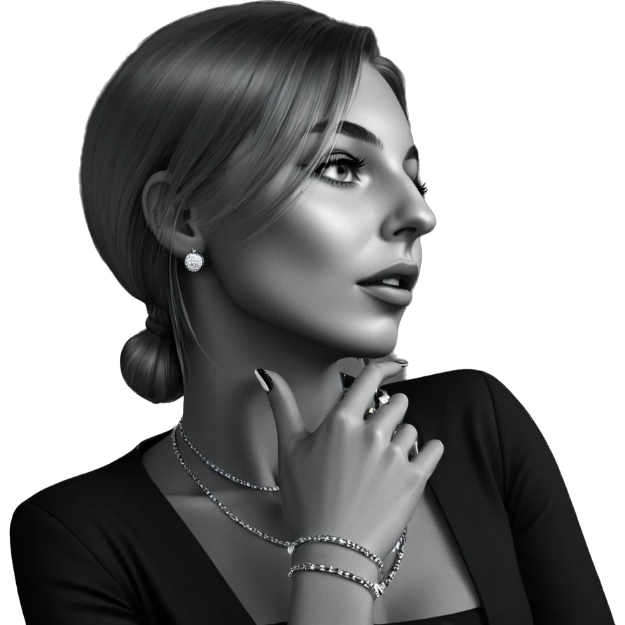 monochrome jewelry portrait of girl emoji