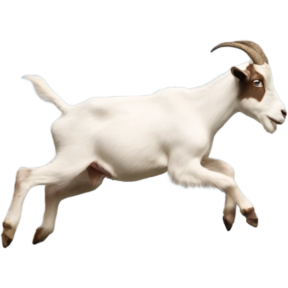 Goat jumping on a goat without horns emoji