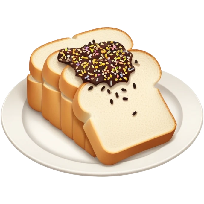 Slice of white bread on a white plate with chocolate sprinkles on top emoji