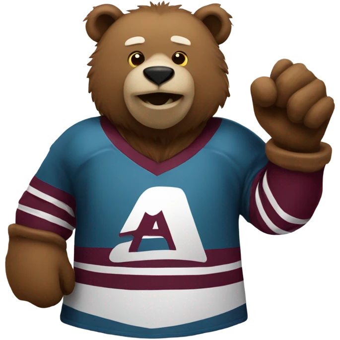 Bear playing hockey maroon jersey emoji