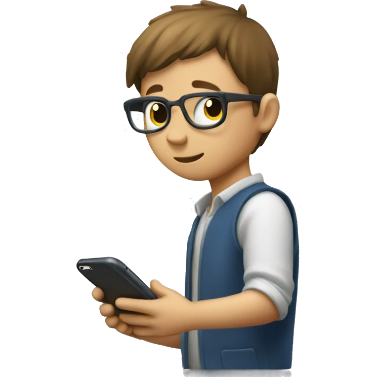  Boy playing Block blast on his phone emoji