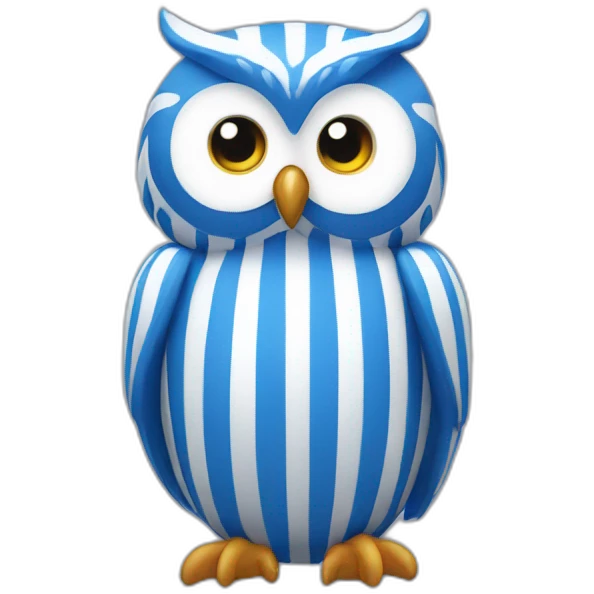 Owl wearing blue and white stripes emoji