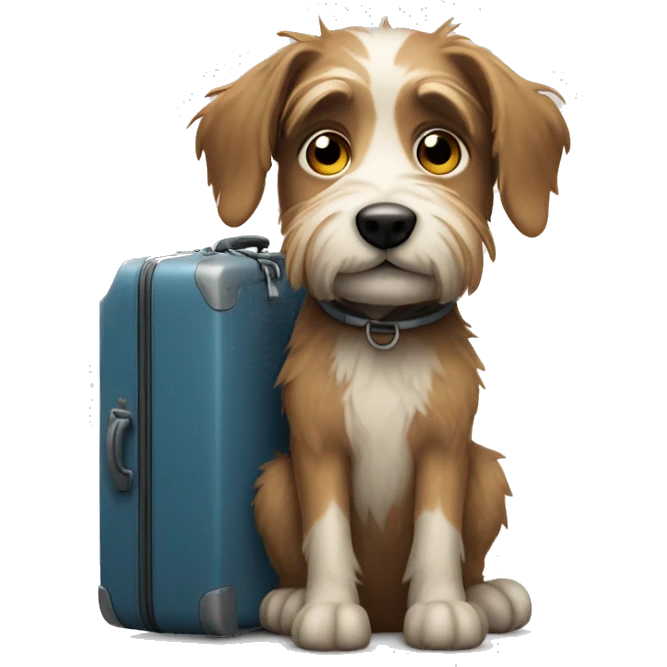 Short scruffy dog with suitcase  emoji