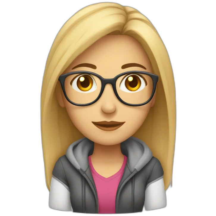 Mujer estudiante mediana edad rubia y con gafas emoji