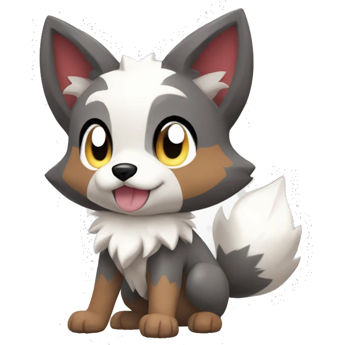 Kawaii Chibi Poochyena-Rocruff-Lycanroc-Pokémon Full Body emoji