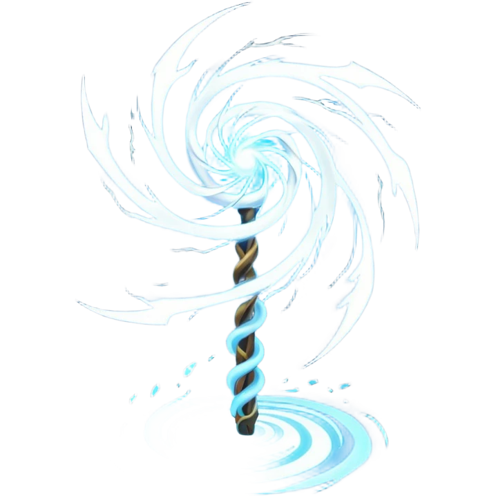 storm wind elemental staff object icon, powerful magic staff, vortex wind swirl, glowing runes, strong air trail effects, epic fantasy design, 3D cartoon, mobile game icon style, centered, clean background, no text, no watermark
 emoji
