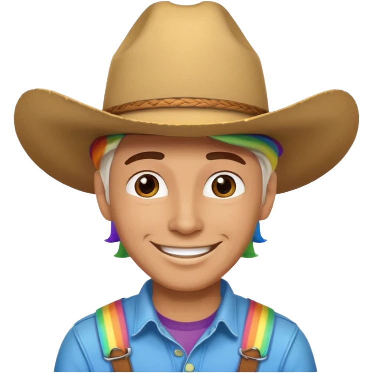 White Cowboy with rainbow hat emoji