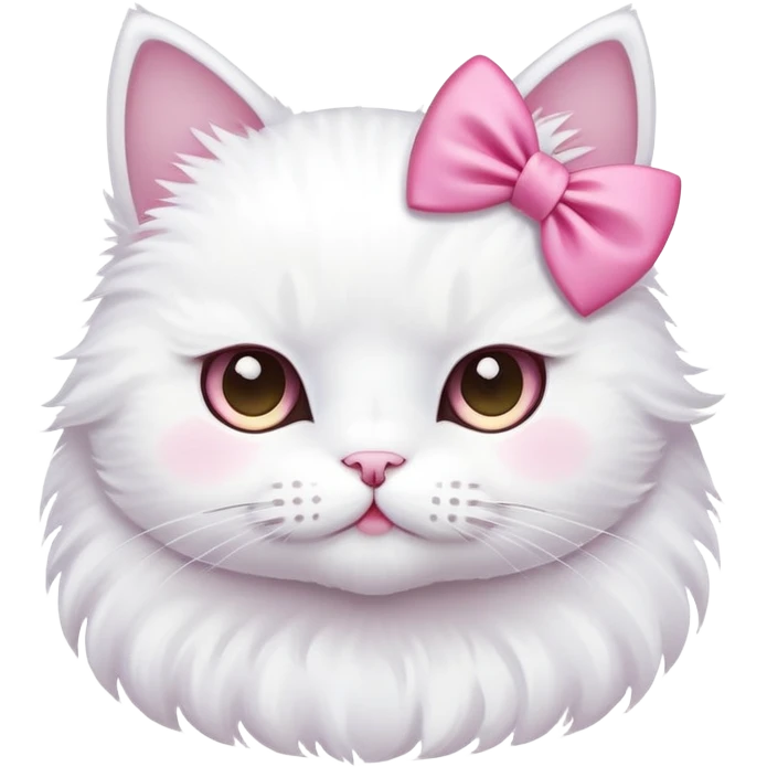 White cat with pink bow emoji