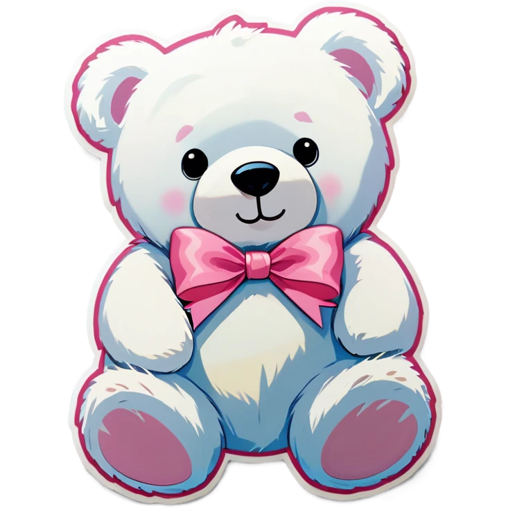 White teddy bear with light pink bow emoji