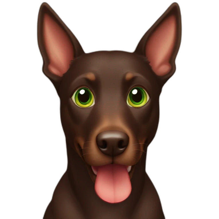 chocolate kelpie with red collar green eyes emoji